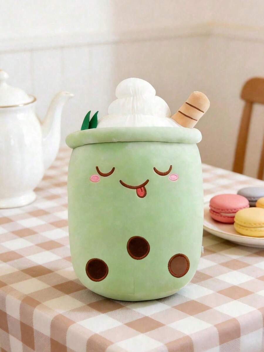 MINKOJA 珍珠奶茶毛绒玩具,粉色、绿色和棕色可选,触感柔软,奶茶造型逼真,适合儿童,男女皆宜,生日、圣诞节、情人节礼物。 - 彩色 - 查看 1