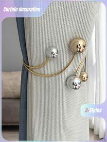 1 件现代简约合金窗帘系带，无钻窗帘收纳夹，窗户装饰，窗帘固定礼物生日毕业 - 金色 - 查看 1