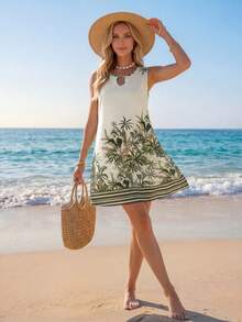 Sylviya 女士休闲度假热带印花无袖连衣裙 春季女装 夏季连衣裙 夏季服装 沙滩裙 女士沙滩装 碎花连衣裙 度假装 女士沙滩装 女士沙滩装 度假连衣裙 - 彩色 - 查看 6