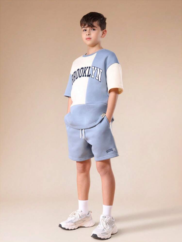 Brooklyn Print Color Block T-Shirt And Shorts Set