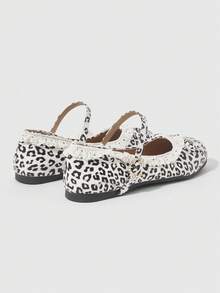 ROMWE Kawaii Women's Fashionable & Sweet Lace Trim Bow Decor Flats For Christmas - beige leopard print - View 4