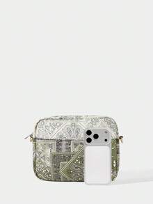 SHECARRY Women's Contrast Color Patchwork Paisley Print Shoulder Bag - Multicolor - View 6