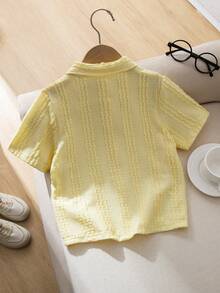 Souflis Souflis Boys' Casual Pleated Asymmetrical Fabric Short Sleeve Knit Shirt, Summer - Yellow - View 2
