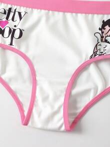 Betty Boop x SHEIN 2pcs Women Cartoon Letter Graphic Comfortable Briefs - Hot Pink - View 4