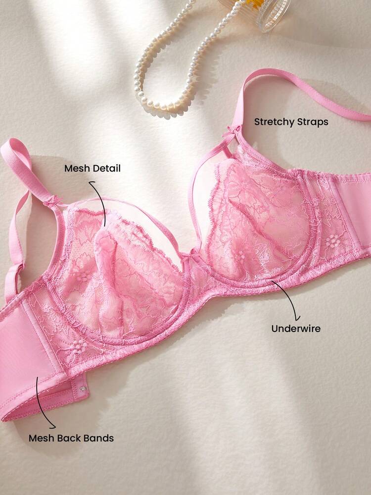 Full Coverage Unlined Lace Bra