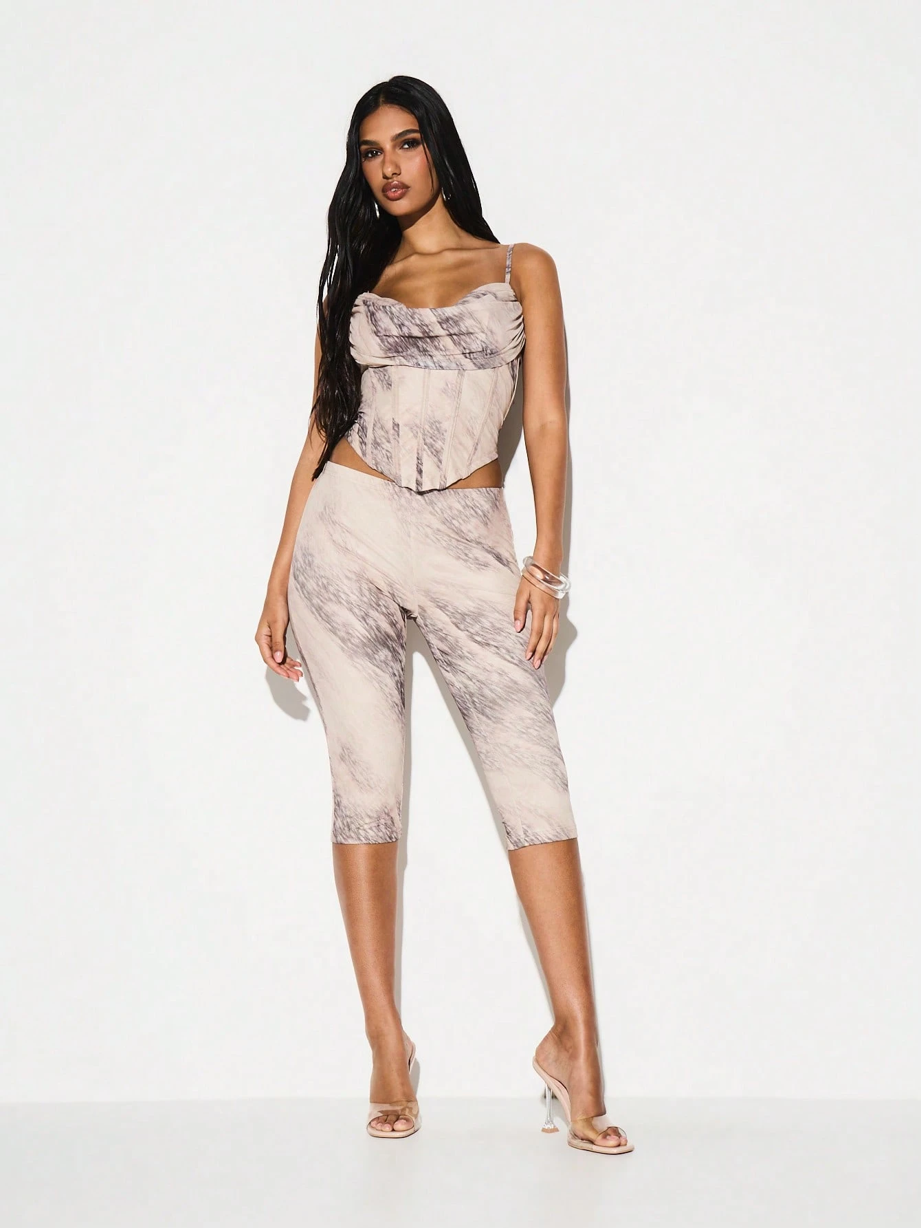 KIZN Cowl Neck Animal Print Corset Top