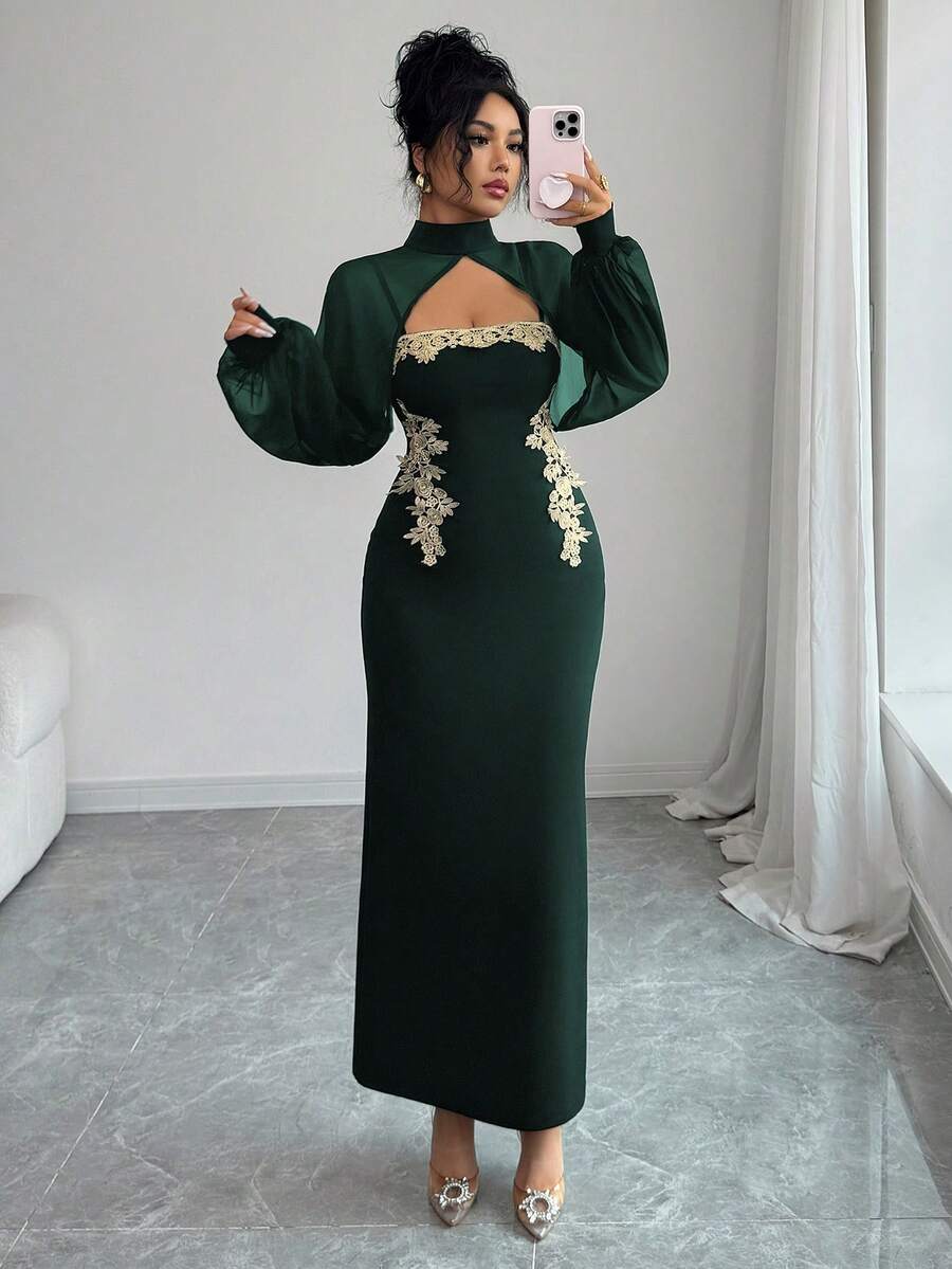 Elenzga O rochie lungă, elegantă și romantică de toamnă pentru femei - imagine 3