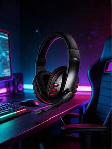 Teckwe Wired Head Mounted Gaming Earphones Microphone Noise Reduction Earphones 3.5AUXfor PC Android Laptop Tablet - multicolor - View 3