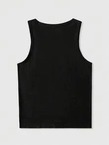 Men's Casual Letter & Eye Print Rivet Detail Tank Top, Summer - Black - View 2