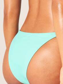 MISSGUIDED High Rise Cheeky Bikini Bottom With Metal O Ring Side Detail Adjustable Straps Summer Beach Swimwear - Blue - View 2