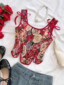 Soleia 女士春夏复古露背系带露脐上衣，适合派对、圣诞节、情人节、约会、海滩、邮轮、节日、复活节、中国新年等场合。 - 彩色 - 查看 5