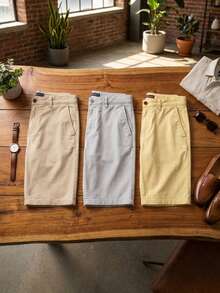paquete de tres Bermudas lisas para hombre - paq90 - Ver 2