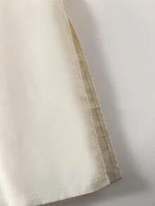 SHEIN Tween Boy Elegant Gold-Trimmed Long Robe Shirt, Spring/Summer - Khaki - View 7