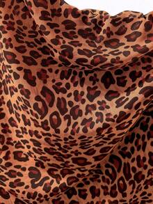 SHEIN Unity Women's Leopard Print Simple Daily Spaghetti Strap Dress Mini Short Women Outfit - Burnt Orange - View 5