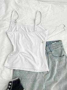 Attitoon Women's Casual Sexy Camisole Tight Racerback Tank Top With English Print - White - View 2