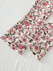 Cozy Pixies 两件套女童卡通动物印花针织柔软圆领短袖上衣和松紧腰裤套装 - 彩色 - 查看 5