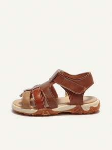 Cozy Pixies A Pair Of Summer-Style Closed-Toe Flat Sandals For Baby Boys: Fashionable, Versatile, Cute, Playful, Basic, Casual & Comfortable - Brown - View 4