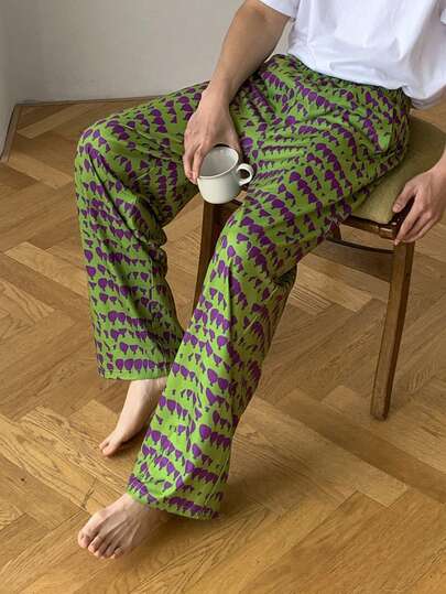 DAZY Men's Floral Print Elastic Waist Lounge Pants, Spring/Summer