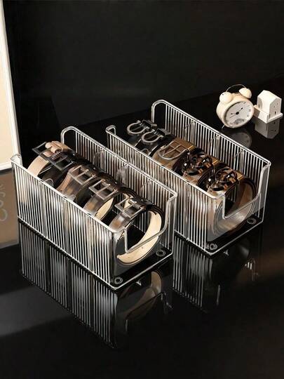 1/2 piezas Organizador de cinturones de acrílico de gran capacidad, estante de cinturones transparente y con particiones de estilo elegante para un almacenamiento sencillo en el escritorio, perfecto para el tocador, el armario, la organización del baño, regalo ideal para Navidad, Acción de Gracias, Año Nuevo
