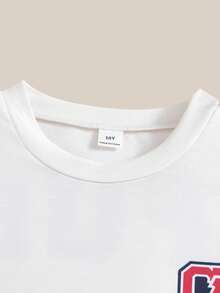 SHEIN Casuvi Kids Boys Everyday White Short Sleeve T-Shirt And Bermuda Shorts Co-Ord Set With California Letter Print And Pockets - White - View 5