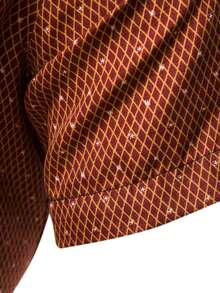 Manfinity Mode 宽松男士菱格纹纽扣衬衫 男士短袖正装衬衫 锈红色男士衬衫 - 橘色 - 查看 5