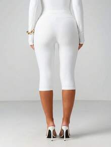 MISSGUIDED High Waist Capri Pants With Tie Belt Detail Cropped Trousers For Summer Casual Wear - White - View 2