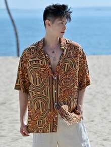 DAZY Men's Floral Print Short Sleeve Vacation Shirt, Summer - Multicolor - View 6