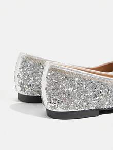 CUCCOO TILAWA Spring And Autumn 2026 Women's New Luxury Shining Rhinestone Decorated Flats, Elegant Pointed Ballet Flats, Comfortable Versatile Shiny Fashion Outdoor Flats, Suitable For Parties, Weddings And Banquets, Valentine's Day Gifts - Silver 2 - View 5