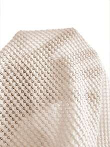 Swim Chiccia 1pc Women's Sleeveless Textured Mesh Bodysuit With Long Fringe, Elegant Style - Apricot - View 8