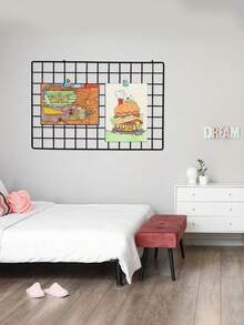 Black Wrought Iron Mesh Panel - Photo Background Wall Mount Decoration With Perforated Panel Frame - Black - View 3