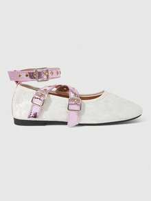 ROMWE Kawaii Women's Flats Brown Mary Jane Small Leather Shoes Closed Toe Belt Buckle Dark Rock Punk Goth Shoes Japanese JK Uniform Shoes - White fluff cloth - View 2