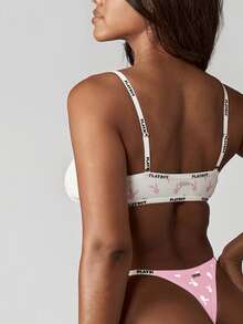 Missguided x Playboy 兔子印花丁字裤，带Logo腰带，贴身舒适 - 粉色 - 查看 2
