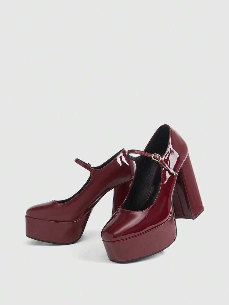 CUCCOO LuxiPop Women's Thick Sole Round Toe High Heel Pumps, Elegant Leather Dress Shoes, Sexy Club/Runway Style, All Season 2000s Style