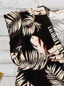 EMERY ROSE Women's Casual Coconut Tree Print Shirt, Elegant Resort Style, Suitable For Summer - Multicolor - View 4