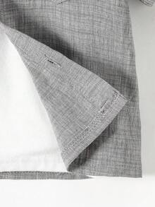SHEIN Toddler Boys' Casual Contrast Trim Polo Collar Short Sleeve Shirt, Summer - Grey - View 8