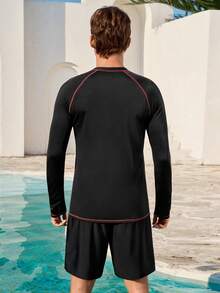 Manfinity VDAYZ Men's Beach Vacation Casual Rash Guard - Black - View 3