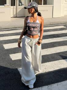 Muchica 撞色针织印花露背女式上衣 - 彩色 - 查看 5