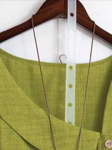 EMERY ROSE 新款时尚休闲斜领纽扣短袖女式衬衫 - 薄荷綠 - 查看 4