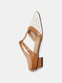 Classic Retro Solid Color Buckle PU Leather Slip-On Flats, Suitable For Beach, Wedding, Party, Office, Indoor & Outdoor, Spring/Summer Spring Shoes Summer Shoes - White - View 9