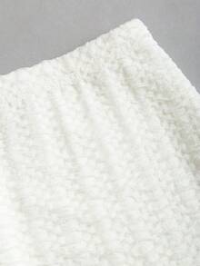 Sweetra Apricot Textured Knit Halter Starfish Pendant Top And Mini Bodycon Skirt Set - Apricot - View 5