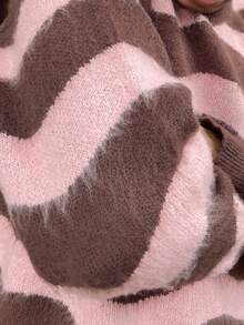 Ngobest Haus Ngobest Haus Unisex Striped Dropped Shoulder High Street Knit Sweater, Long Sleeve Crew Neck, Autumn/Winter - Brown - View 3