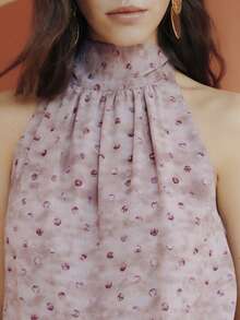 Nöista 露背长裙，裙摆处有荷叶边。 - 粉色 - 查看 7