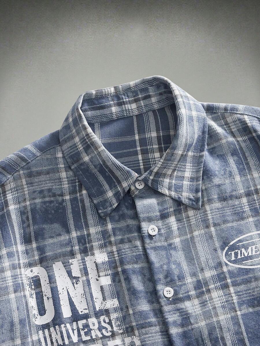 HIMLAND Camisa casual de manga corta con botones delanteros a cuadros para hombre, verano