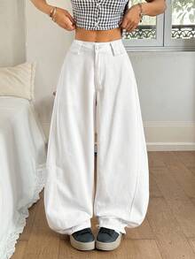 Rivivi Women's Low Waist White Fashionable Distressed Flare Jeans - White - View 3