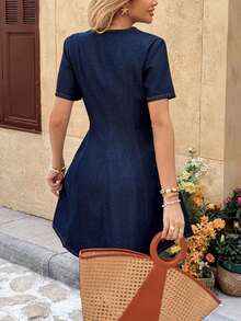 Serisse 女士牛仔连衣裙 - 藍色 - 查看 2