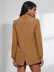 Aveloria Modichic Áo blazer dài tay, dáng suông, cổ ve lật, hai hàng cúc. - màu nâu - Xem 2