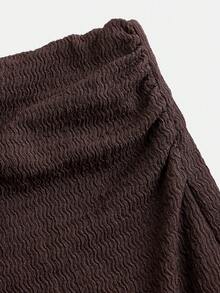 SHEIN 少女粉色碎花修身休闲舒适优雅背心和中长裙两件套 - 棕色 - 查看 10