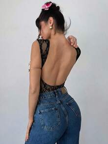 Firerie 女士优雅浪漫时尚通勤性感优雅连衣裙，适合派对、度假、返校、浪漫约会和婚礼生日等场合，女士连体衣 - 黑色 - 查看 4