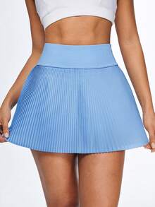 Eassivo Eassivo Women's High Waist Pleated Casual Fitness Sports Skirt - Baby Blue - View 4
