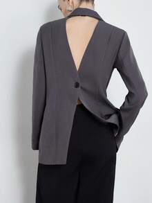 Aveloria Modichic Double-Breasted, Charcoal Gray, Urban Business, Office Commute, Lapel Design, Slim Fit, Crisp Silhouette, Fashionable Suit Jacket - Grey - View 1